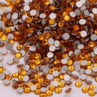 High Quality SS3 SS34 Topaz Flat Back Nail Art Non Hotfix Glue On Rhinestones Glass Yellow Crystals