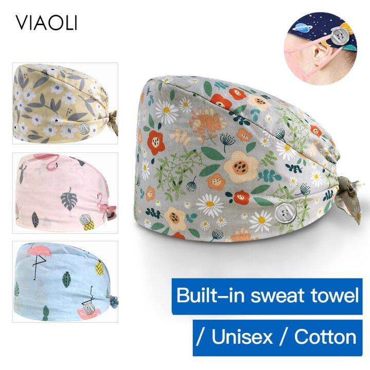 viaoli-ผ้าฝ้ายขัดหมวก-gorros-quirofano-mujer-women39-s-weat-ดูดซับยืดหยุ่นส่วนสัตว์เลี้ยงกรูมมิ่งพยาบาลหมวกทำงาน