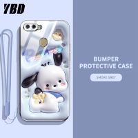 เคสโทรศัพท์เอฟเฟกต์ภาพ3D YBD สำหรับ OPPO A5S A7 F9 Pro A11K โปรสัตว์น่ารักกระต่ายลายดอกทิวลิปหรูหราวัสดุซิลิโคนส่งสายคล้อง