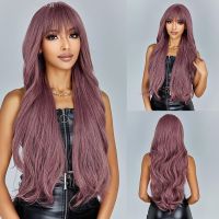 Long Wavy Synthetic Wigs with Bangs Light Purple Natural Hair Wig Lolita Cosplay Wig Heat Resistant Body Wave Wigs for Women [ Hot sell ] Toy Center 2 xng