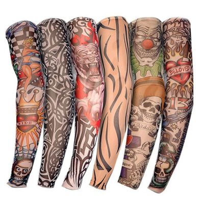 1 Pair Tattoo Sleeve Arm Cycling Cuff Seamless Outdoor Nylon Summer Spring Sunscreen Cool Motorbike Individuality Women Warmers