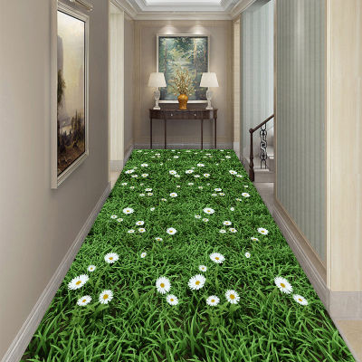 3D Carpet Living Room Pastoral Flower Grass Carpets Long Hallway Corridor Rug Kid Room Kitchen Bedroom Floor Area Rug 100x300cm