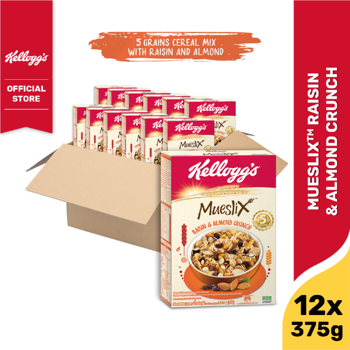 Kellogg's Mueslix Raisin & Almond Crunch Cereal 375g Carton 12pcs