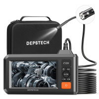 DEPSTECH Dual Lens Borescope, 1080P HD Endoscope Camera with Light, 4.3 Split-Screen Video Inspection Camera, 7.9 mm Waterproof Sewer Snake Camera, 16.5ft Digital Scope Camera with Carrying Case Bright Orange