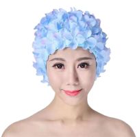 3D Flower Bathing Cap Breathable Swimming Bath Cap Soft Long Hair Diving Hood Ear Protection Comfortable Pool Accesories Swim CapsTH