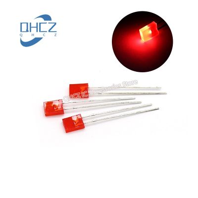 100pcs 2X5X7 red light 2*5*7 red light infinity LED light-emitting diode square indicator light with long pin Electrical Circuitry Parts