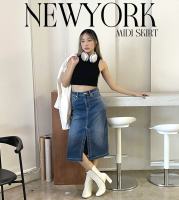 TGDA.CO - กระโปรงยีนส์ Body girl รุ่น New York Midi Skirt (pre-order สี denim ไซส์ S 10 วัน)