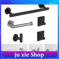 JuXie store Bathroom Accessories Hardware Set Robe Hook Towel Rail Bar RackRound Black Stainless Steel Shelf Tissue toilet Paper Holder DIY