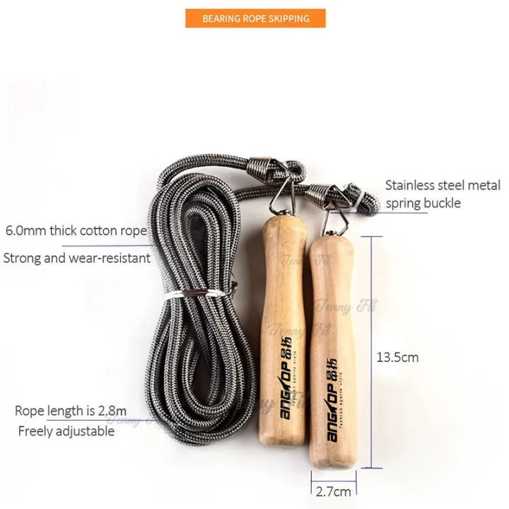 sQ&COD Jump Rope with Spring Loaded Wooden Handles Jumping Rope Body
