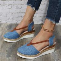 2023 baotou sandals women bow wedge color matching leisure platform sandal shoes fish mouth big yards