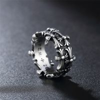 Chrome Hearts1☽๑┅ Hip-hop personality trend titanium steel bouncy index finger net red single ring female and male retro hiphop ring