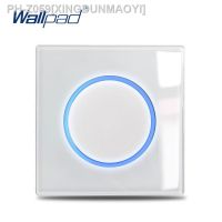 Wallpad 1 2 3 4 Gang Wall Light Switch 1 Way 2 Way White Glass Step Light Heater Curtain Impulse Momentary Circle LED Indicator