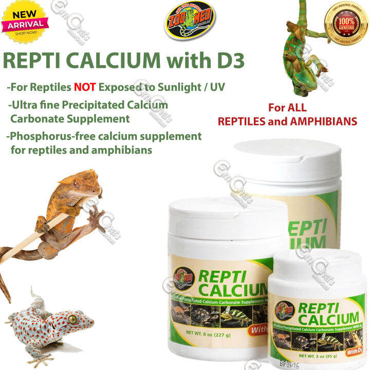 Zoo Med Repti Calcium WITH D3 (GREEN BOTTLE) Reptile Food Reptile