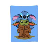 2023 in stock   Stitch And Baby Yoda Micro Fleece Blanket Flannel Ultra-Soft Warsmth Throw Blanket for Sofa Bed in Home，Contact the seller to customize the pattern for free