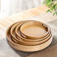 Wooden Round Serving Tray Wood Plate Tea Food Dish Drink Platter Multipurpose Baking Trays  Pans