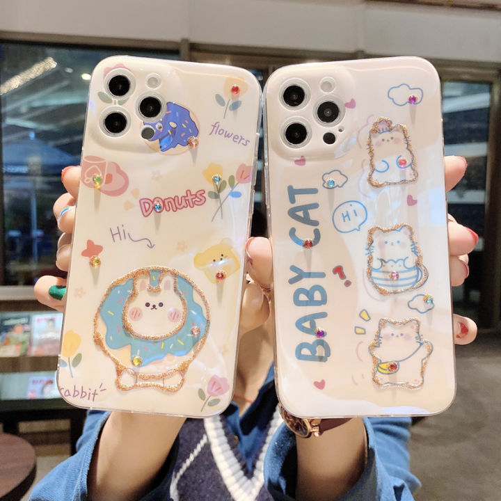 ready-2021-new-case-xiaomi-mi-11-lite-mi-10t-pro-5g-เคส-case-blu-ray-luxury-rhinestone-bling-glitter-cute-cartoon-cat-and-rabbit-soft-back-cover-เคสศัพท