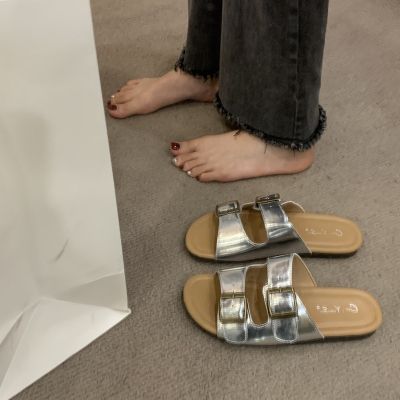 Popular Boken Sandals Womens Summer 2023 New Korean Style R Artistic Half Slippers Womens Flat Shoes