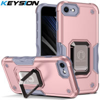 KEYSION เคสเกราะกันกระแทกสำหรับ iPhone SE 2022 8 Plus ซิลิโคน + ขาตั้งแหวนโลหะสำหรับ Apple iPhone SE 2020 7 Plus