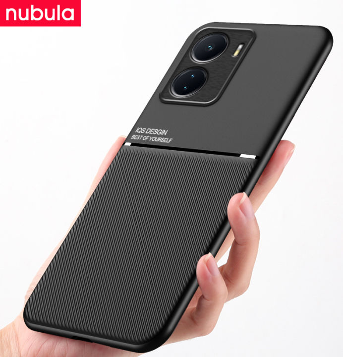 nubula-สำหรับ-vivo-y16-6-51-นิ้วปลอกฟรีกระจกหนังนิ่มความรู้สึก-hp-vivo-y16โทรศัพท์มือถือกรณีกันกระแทกรถแม่เหล็กปกหลังเชือกเส้นเล็กหน้าจอทำความสะอาดชุดสำหรับ-vivo-y16