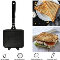 Sandwich Maker Non-Stick Hot Sandwich Maker Grill Pans With Handle Aluminum Flip Pan Fit For Home Kitchen