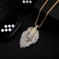 [COD] European and hip diamond crown lion head pendant necklace hiphop mens accessories