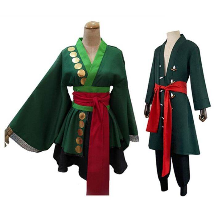 Anime One Piece Roronoa Zoro Cosplay Costume Kimono Lolita Dress ...