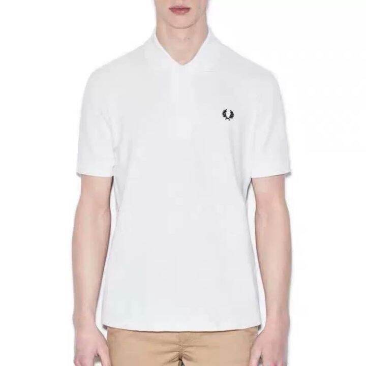 ยี่ห้อ-fred-perry-ฤดูร้อน-fred-perry-เสื้อยืดลายหูข้าวสาลีใหม่ปักปกเสื้อแขนสั้นผู้ชายเสื้อโปโลธุรกิจลำลอง