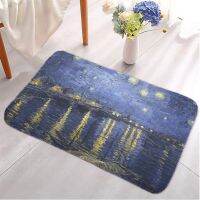 Welcome Mat Van Gogh Oil Painting Entrance Doormat Bathroom Bedroom Living Room Anti-Slip Carpet Retro Starry Night Indoor Rug