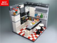 【CW】 Set Sale MOC Bricks Home DecorationKitchen Set cooking Food Educational Building Blocks Figure toys for children Xmas gifts