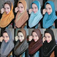 【YF】 Fashion Muslim Women Patchwork Turban Malaysia Headscarf Wraps Prayer Amira Hijab Cap Arab Shawls Headwear