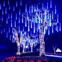 Solar LED Meteor Shower Rain Lights Holiday String Lights Waterproof Garden Light 8 Tubes 30/50cm Christmas Wedding Decoration