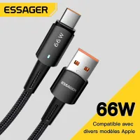 Essager 6A 66W USB Type C Cable Fast Charging Wire For Samsung Xiaomi Redmi Huawei Mobile Cell Phones Charger Data Cord