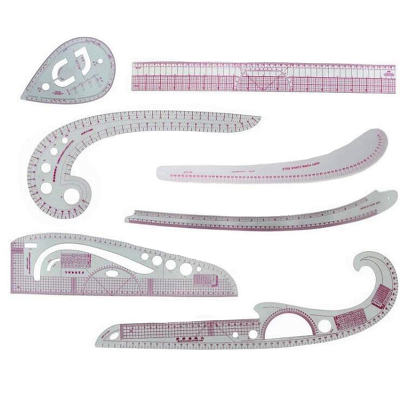 6 Style Measure Sewing Tools Oneup French Metric Plastic Ruler Curve Pattern Shaped Ruler Set Drawing Template for Sewing Dressmaking 