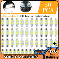 50ชิ้น36มม. C5w 6 Led แบบ Smd รังผึ้งชุดหลอดไฟเสริมแผนที่โดมในร่มป้ายทะเบียนรถหลอดไฟ6000K สุดสดใส