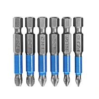 6Pcs Non-Slip Magnetic Screwdriver Bit Set 50mm 1/4" Hex Shank Phillips/Cross Head Screwdriver Drill Bit PH1/PH2/PH3/PZ1/PZ2/PZ3 Drills  Drivers