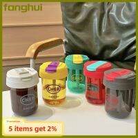 Fanghui ขวดพร้อมหลอดน้ำพลาสติก330มล. สติกเกอร์3D น่ารักถ้วยขวดน้ำแบบพกพา