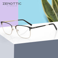 ZENOTTIC Half Rim Alloy Glasses Frames Men Ultra Light Half Square Myopia Prescription Eyeglasses Optical Clear Lenses Eyewear