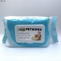 WRE ทิชชู่เปียก ❁✲◈☏❀Nature❀PET8 Petwipes สำหรับสุนัขและแมว สูตรอ่อนโยนพิเศษ ปราศจากแอลกอฮอล์และพาราเบน 100 แผ่น 15x20cm(DC ผ้าเปียก  กระดาษเปียก