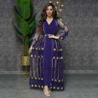 Abaya ชุด Abaya ผ้าชีฟองอาหรับอาหรับคาฟตัน Gaun Maxi Wanita Mewah Ramadhan Kaftan Marocain Gaun Pesta Malam Panjang 2023 Abaya Femme