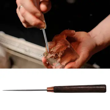 Stainless Steel Ice Pick with Safety Cover, Pick Tool for Breaking Ice,  Non-slip Wooden Handle for Easy to Grip 
