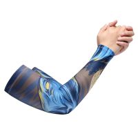 Man Outdoor Sport Flower Arm Tattoo Sleeves UV Protection Tattoo Arm Sleeves Cycling Fishing Sleeve Sportswear Summer Cooling