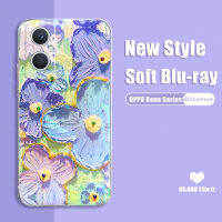 ซิลิโคนโทรศัพท์ Case สำหรับ OPPO Reno 8Z 7Z 6Z 8 7 6 Pro 5กรัม Rhinestone สร้างสรรค์ภาพวาดสีน้ำมันศิลปะสีม่วงดอกไม้ปลอกนุ่มเต็มป้องกันกล้องสีฟ้าแสงปกหลัง-N7