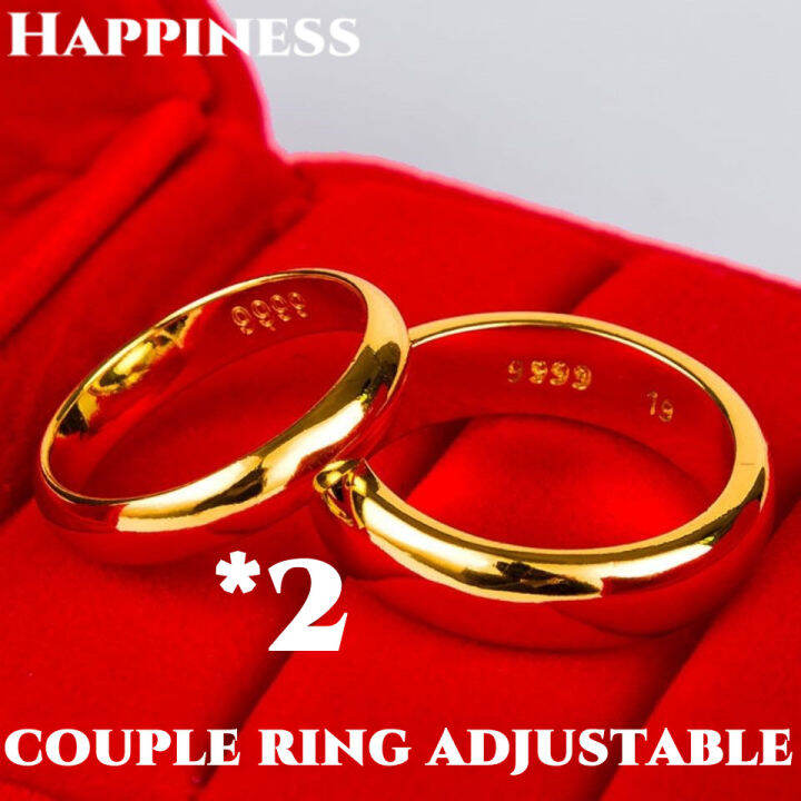 (1 Pair) Saudi Gold 18k Pawnable Legit Pure Gold Ring for Women and Men