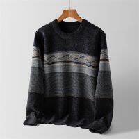 [COD] 2022 autumn and winter mens round neck sweater warm loose business casual chenille dad outfit