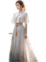 สไตล์วินเทจของผู้หญิง Employed in womens wear daily into Sagittarius skirt suit paragraphs thin modified hanfu female 2023 new summer