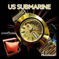 US SUBMARINE Professionalรุ่น SUB-111M DO นาฬิกาผู้ชาย หรูหรา สไตร์สุภาาพบุรุ นาฬิกาข้อมือระบบควอทซ์ STANLESS STEELแสดงวันที่ กันน้ำ100% สี(gold) แถมฟรีกล่อง