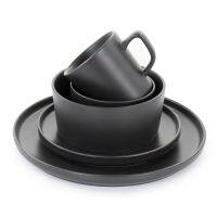 20 Piece Matte Black Round Dishes Dinner Plates Bowls Mugs Dinnerware Set Kitchen Tableware Dishwasher Microwave Safe