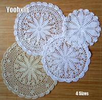 15-35เซนติเมตรที่ทันสมัยผ้าฝ้ายโครเชต์ Doilies จำนวนมากตารางถ้วยเสื่อ Pad ตกแต่ง Placemat กาแฟจานรองแก้วเครื่องดื่มชุดคริสต์มาสผ้าเช็ดปากตาราง