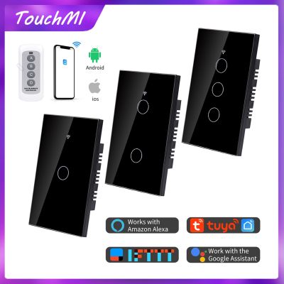 ♛ Tuya WiFi Smart Switch On Off Light Touch Switch 433Mhz Remote Voice Control with Alexa Google Home Alice 1/2/3 Gang US Standard
