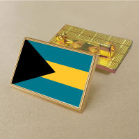 Bahamas flag pin 2.5*1.5cm zinc die-cast PVC colour coated gold rectangular medallion badge without added resin